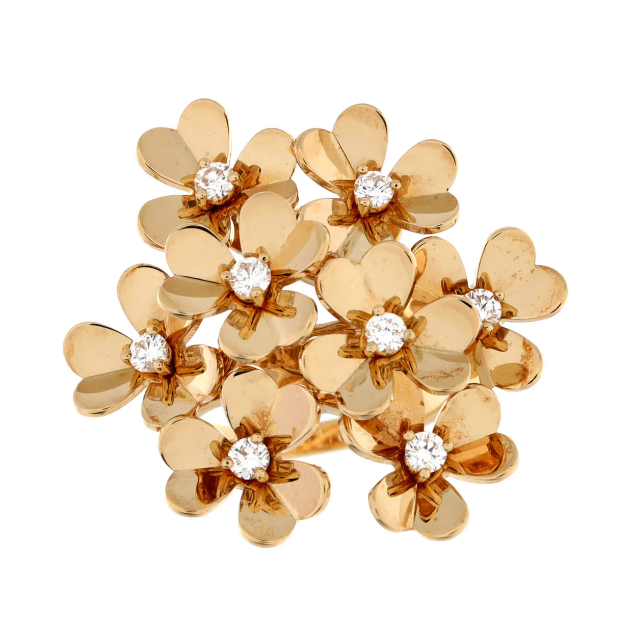 Frivole 8 Flowers Ring 18K Yellow Gold with Diamonds - Deep Luxury