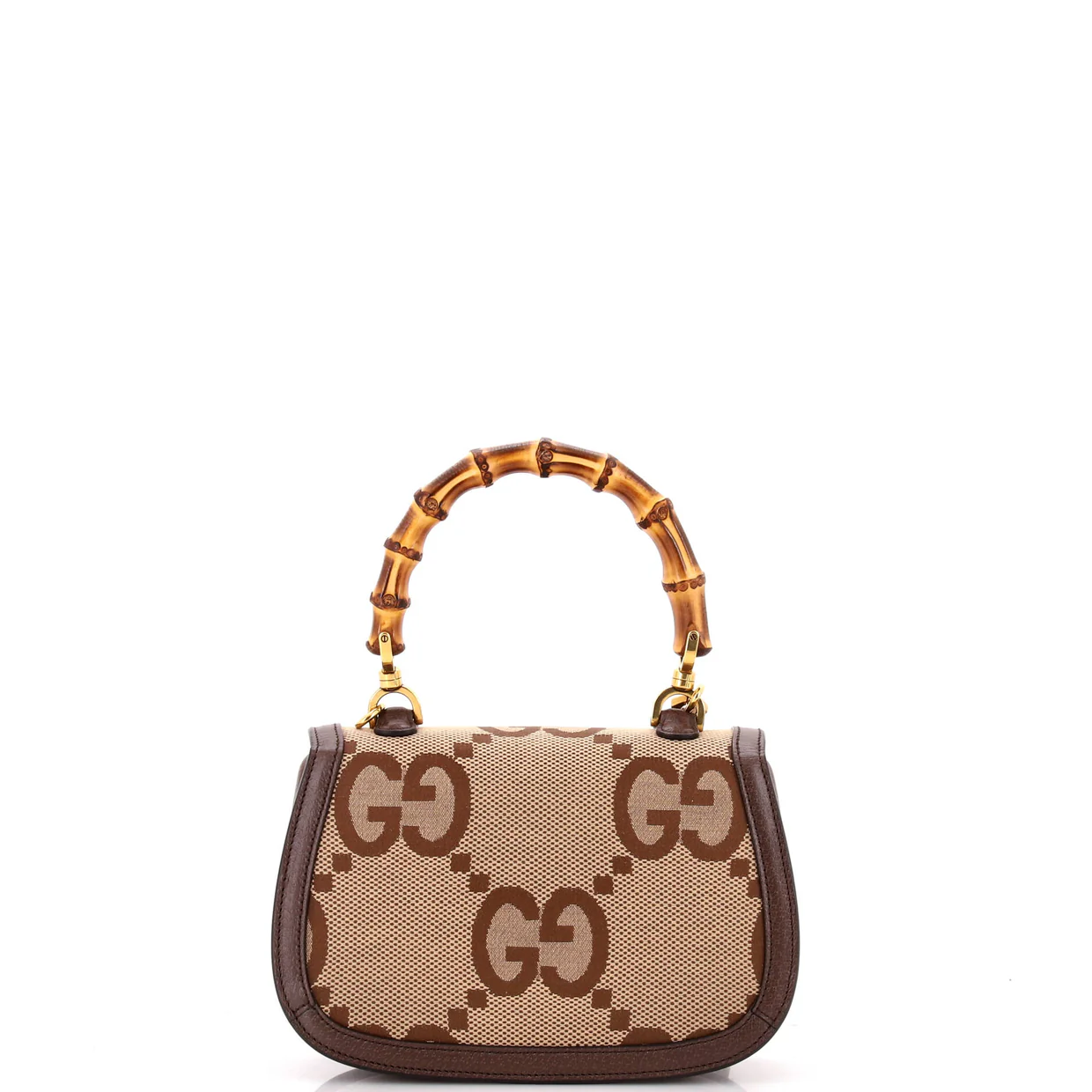 Bamboo 1947 Top Handle Bag Jumbo GG Canvas Small - Deep Luxury