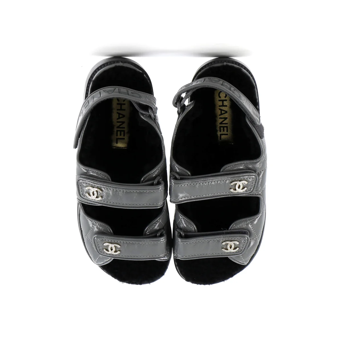 Women's Velcro Dad Sandals Leather and Shearling - Deep Luxury
