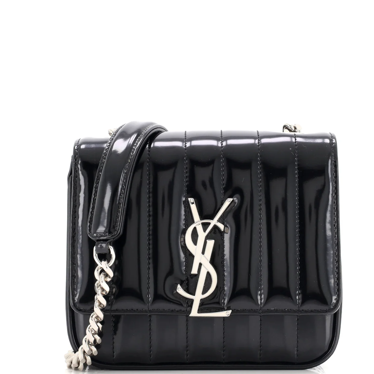 Vicky Crossbody Bag Vertical Quilted Patent Small - Deep Luxury