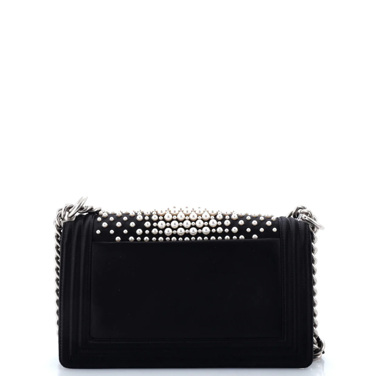 Boy Flap Bag Pearl Embellished Satin Old Medium - Deep Luxury