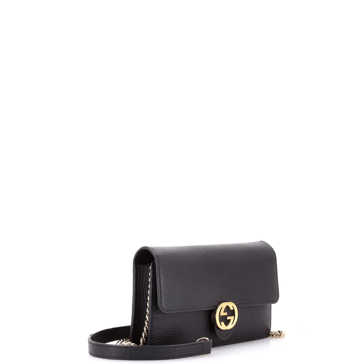 Interlocking Wallet on Chain Leather - Deep Luxury