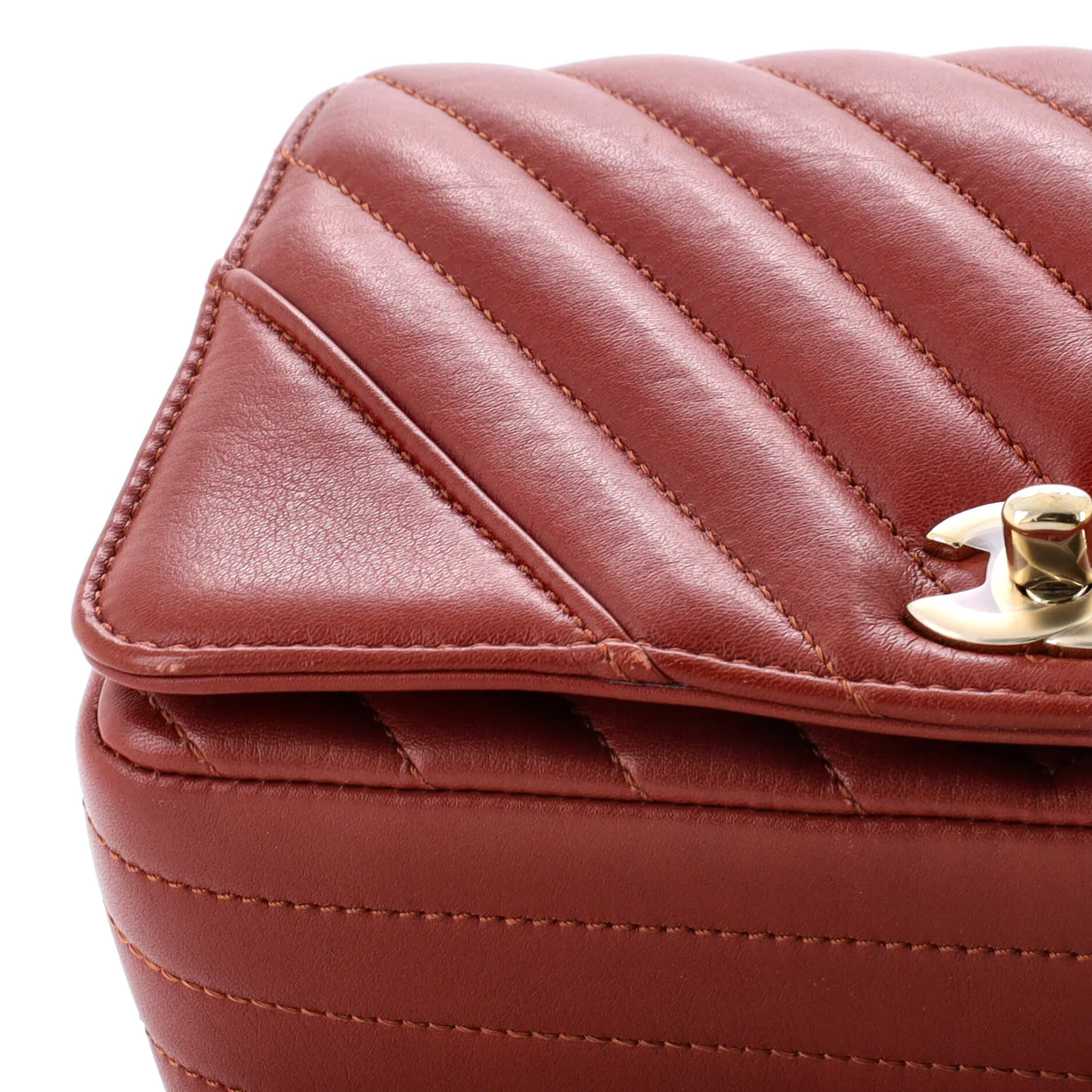 Statement Flap Bag Chevron Calfskin Mini - Deep Luxury