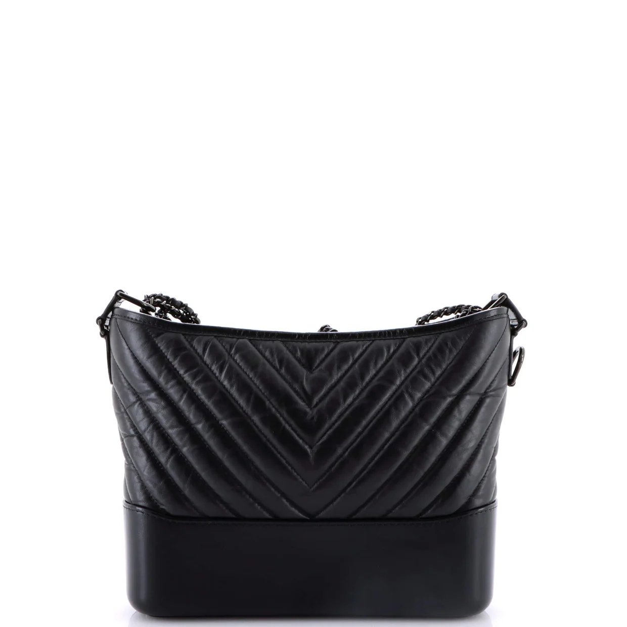 So Black Gabrielle Hobo Chevron Aged Calfskin Medium - Deep Luxury