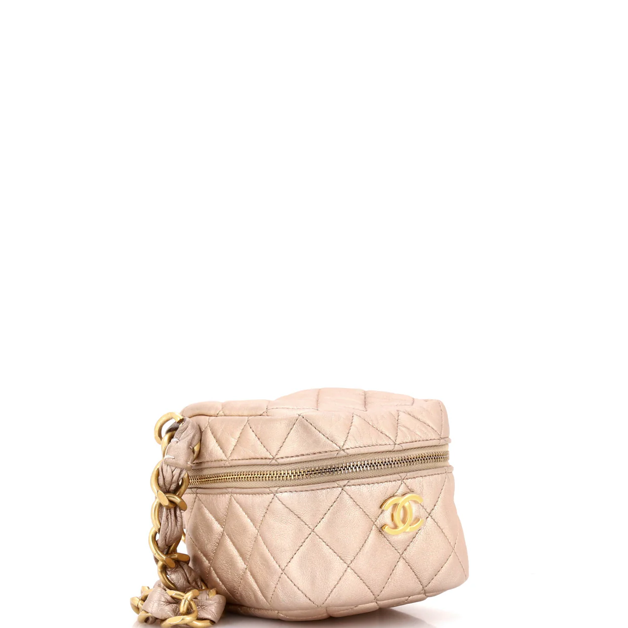 CC Cube Zip Clutch with Chain Handle Quilted Lambskin - Deep Luxury