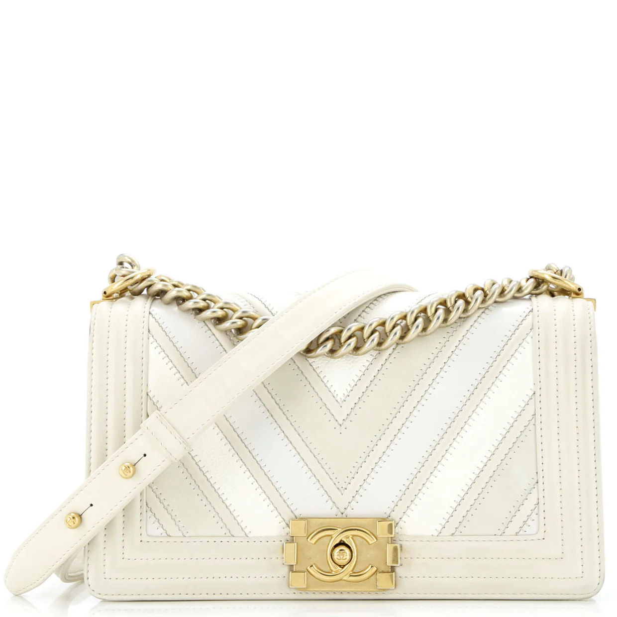 Boy Flap Bag Chevron Caviar and Calfskin Old Medium - Deep Luxury