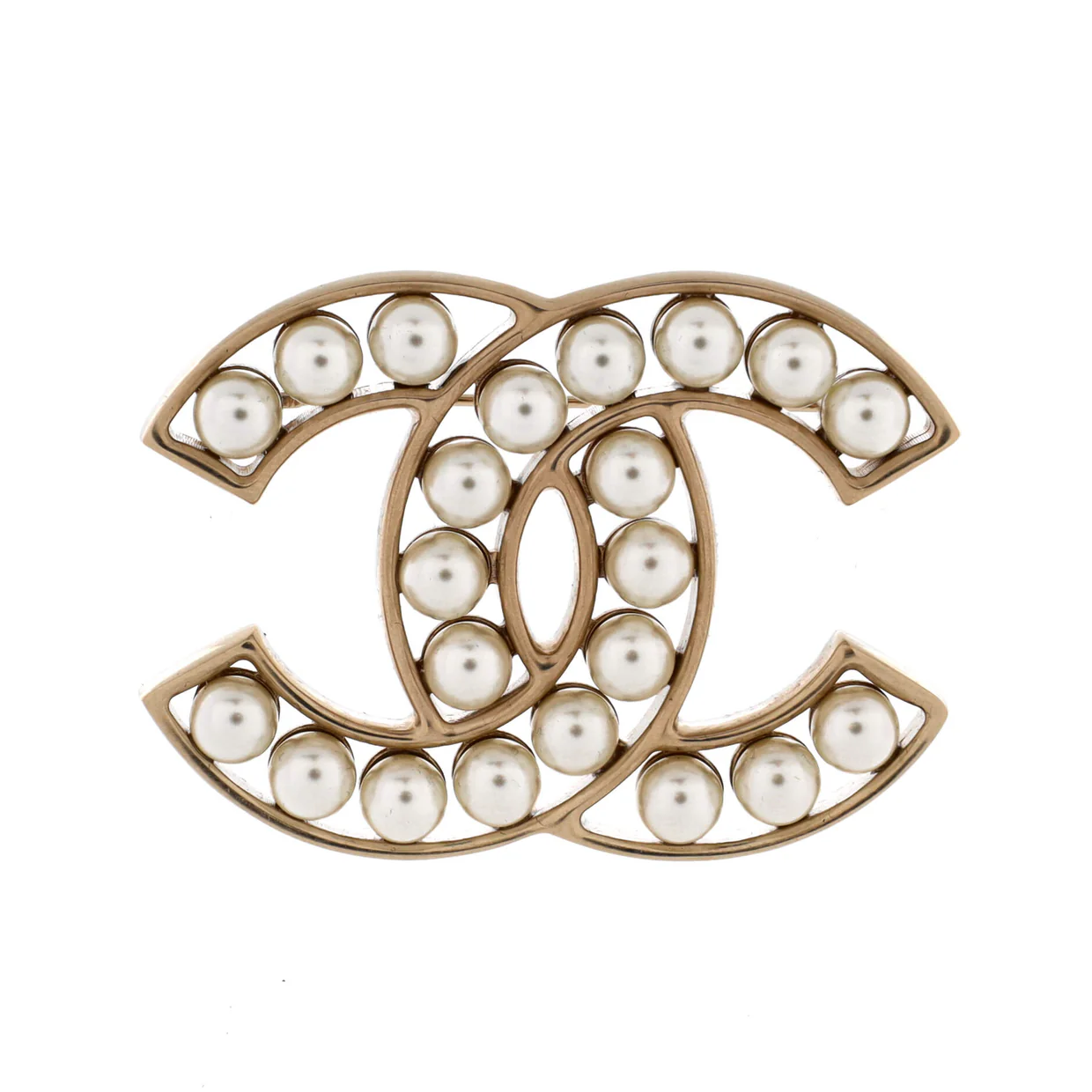 CC Brooch Metal with Faux Pearls - Deep Luxury