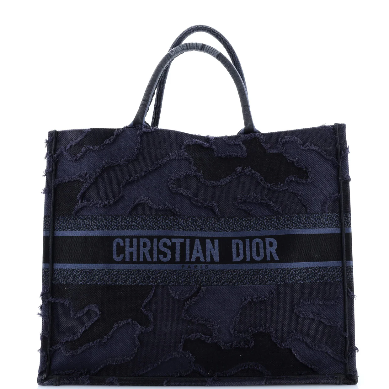 Book Tote Camouflage Embroidered Canvas Large - Deep Luxury
