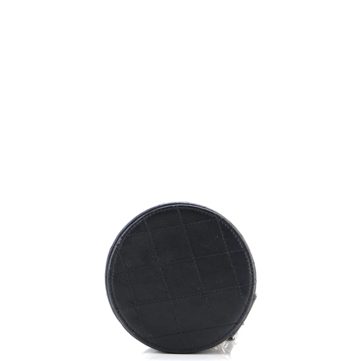 CC Round Vanity Case with Chain Quilted Lambskin Mini - Deep Luxury