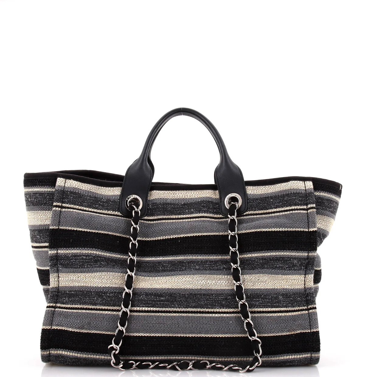 Deauville Tote Stripe Canvas Medium - Deep Luxury