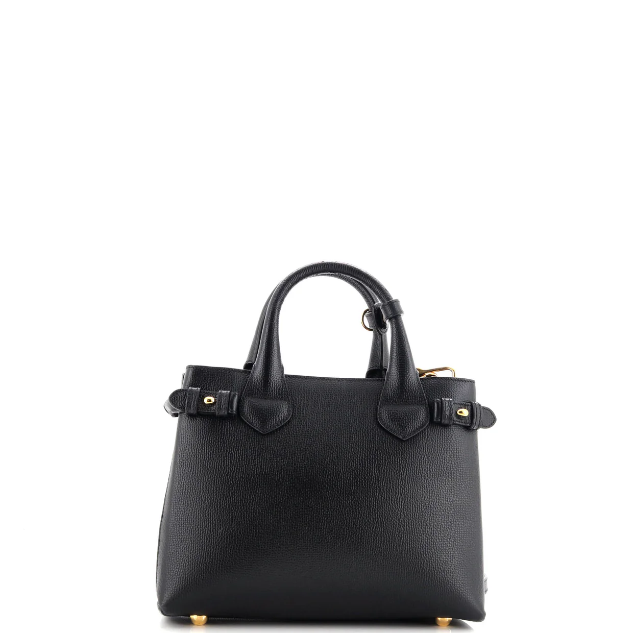 Banner Tote Leather and House Check Canvas Small - Deep Luxury