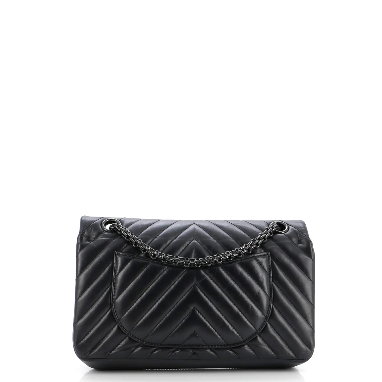 So Black Reissue 2.55 Flap Bag Chevron Aged Calfskin 225 - Deep Luxury
