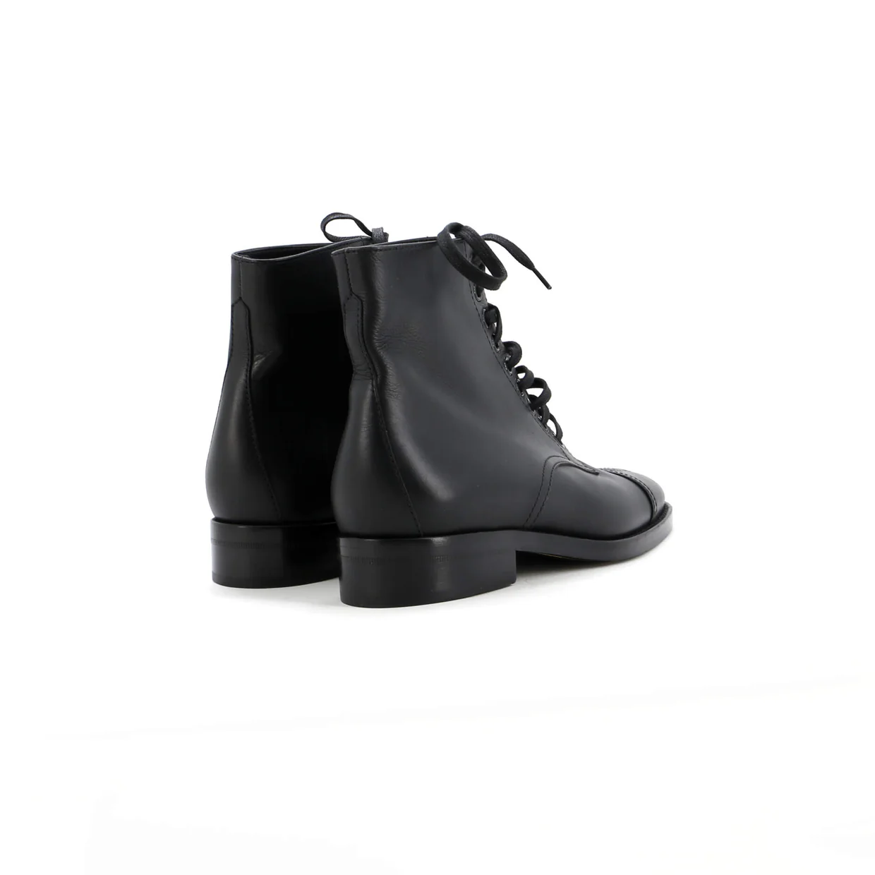 Women's Cap Toe CC Ankle Combat Boots Leather - Deep Luxury