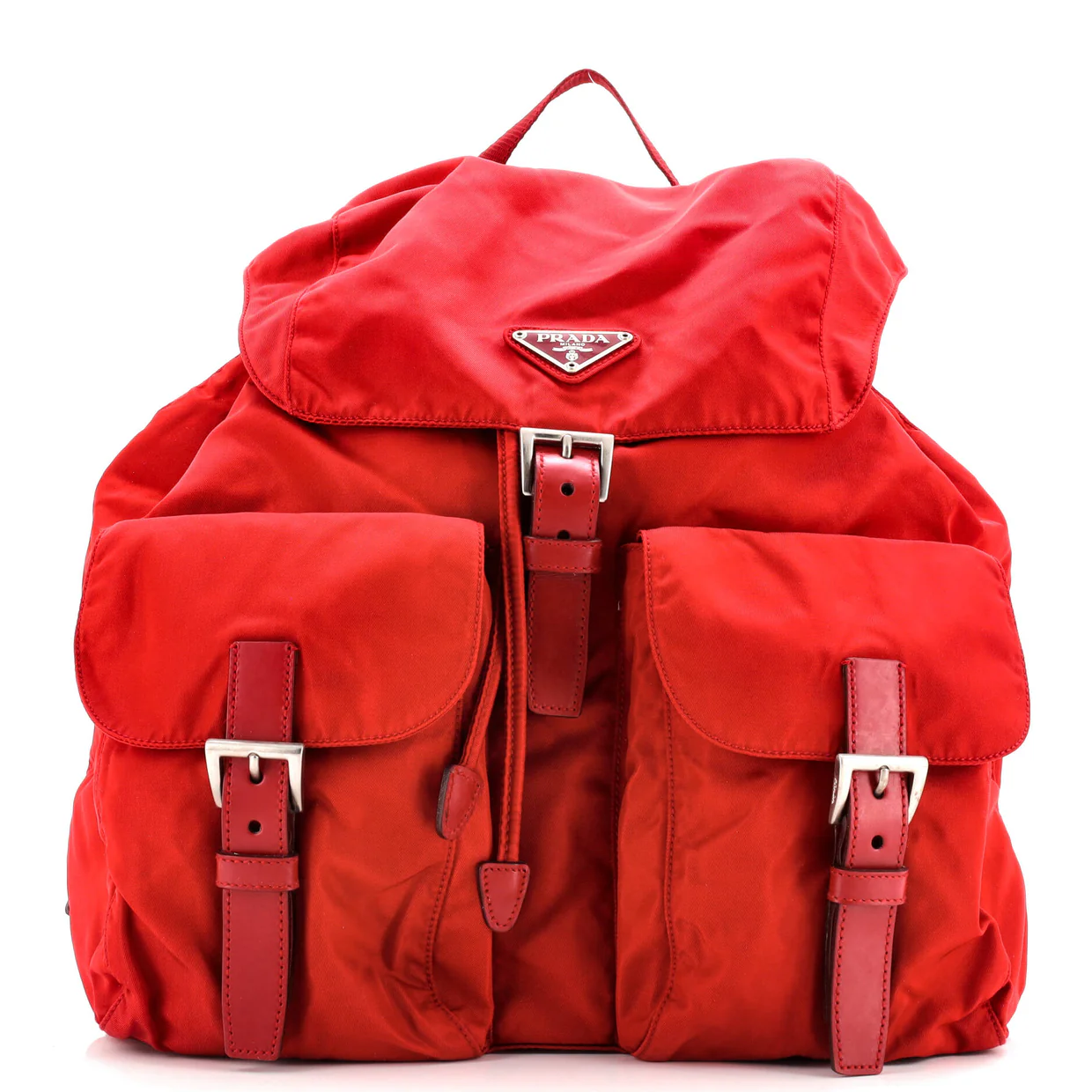 Vela Double Front Pocket Backpack Tessuto with Saffiano Leather Medium - Deep Luxury
