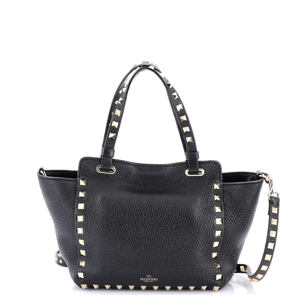 Rockstud Tote Pebbled Leather Mini - Deep Luxury