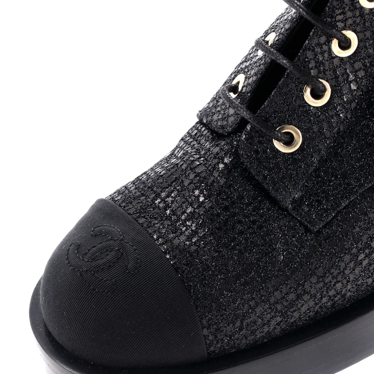 Women's CC Cap Toe Lace Up Combat Boots Fabric with Grosgrain - Deep Luxury