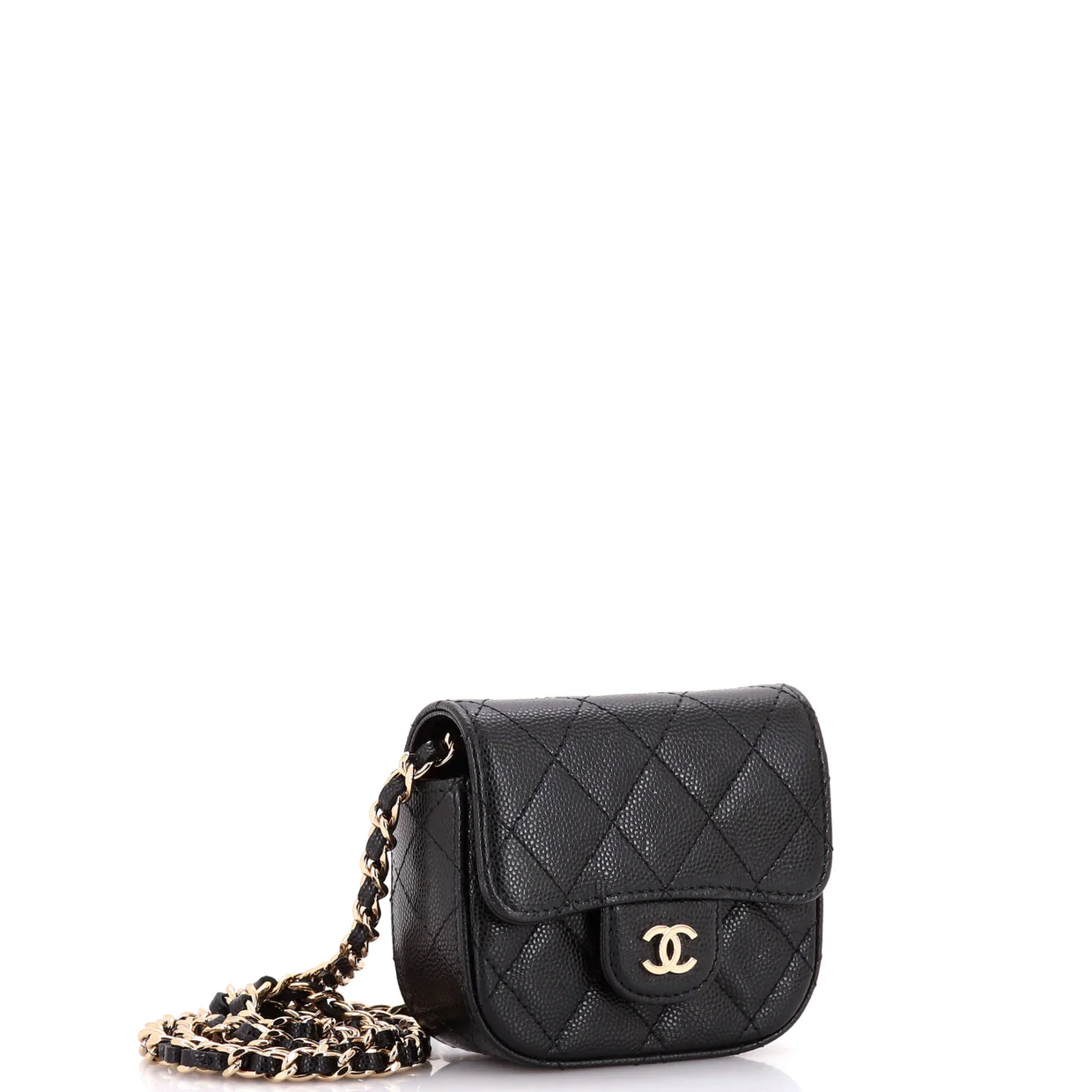 Classic Square Flap Clutch with Chain Quilted Caviar Mini - Deep Luxury