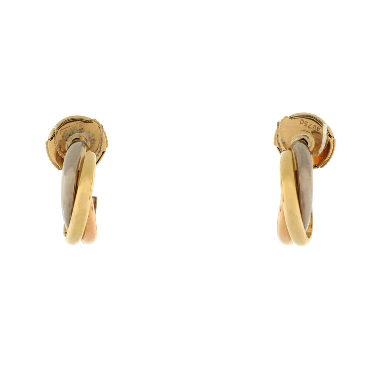 Trinity Hoop Earrings 18K Tricolor Gold 13mm - Deep Luxury