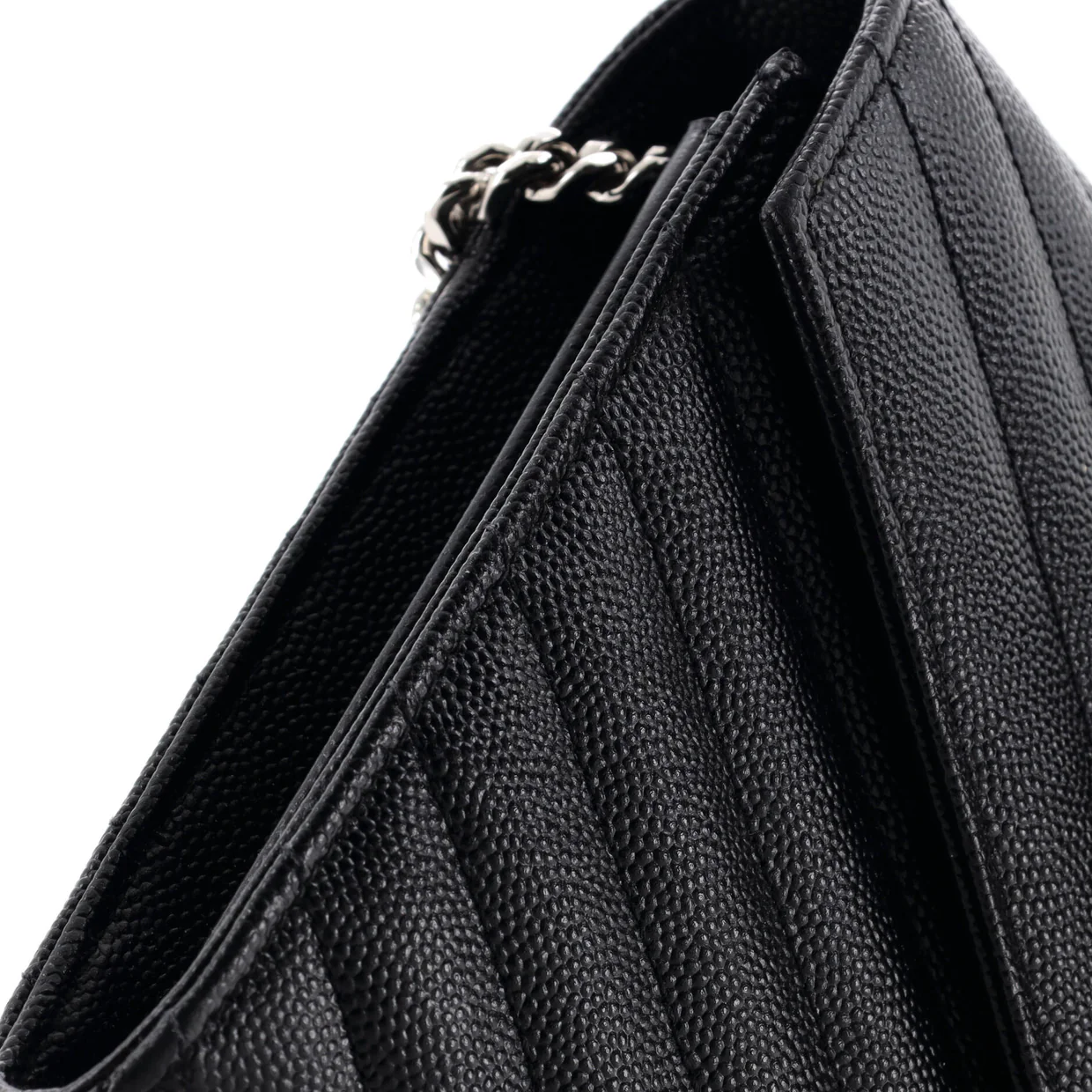 Classic Monogram Wallet on Chain Matelasse Chevron Leather Medium - Deep Luxury