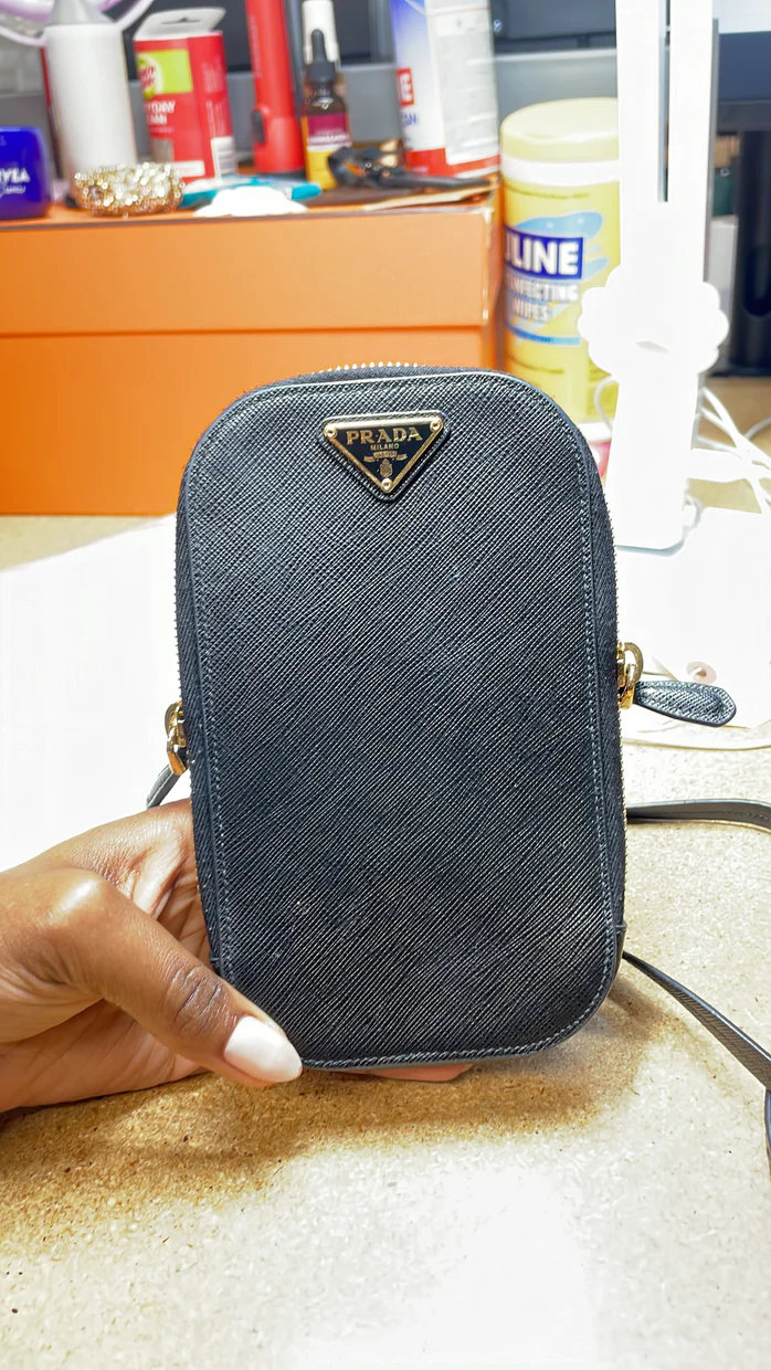 Zip Phone Holder Crossbody Bag Saffiano Leather - Deep Luxury