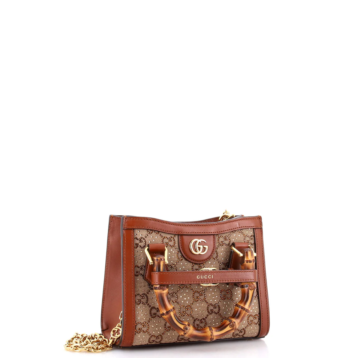 Diana NM Bamboo Handle Tote Crystal Embellished GG Canvas Mini - Deep Luxury