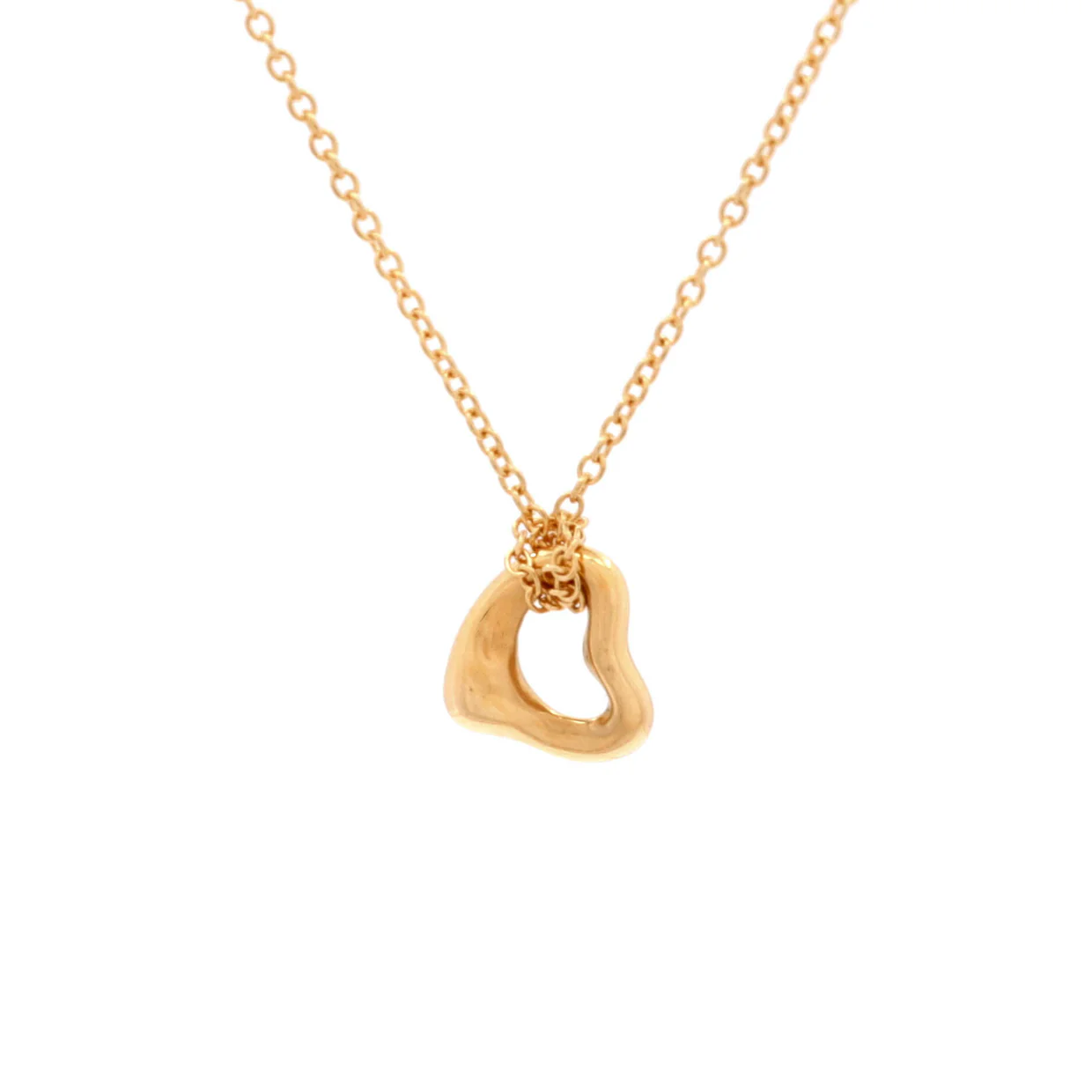 Elsa Peretti Open Heart Pendant Necklace 18K Yellow Gold 7mm - Deep Luxury