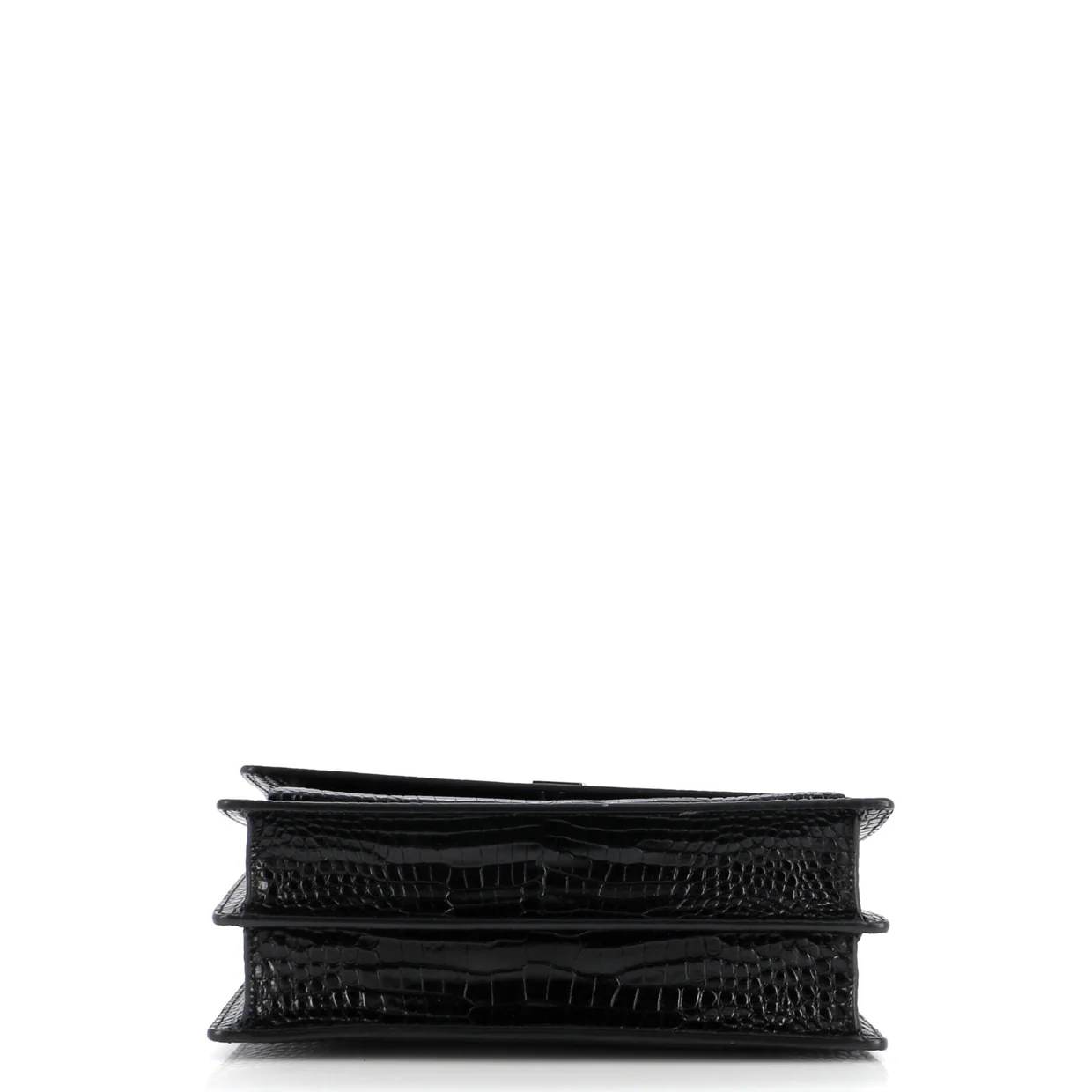 Sunset Crossbody Bag Crocodile Embossed Leather Large - Deep Luxury