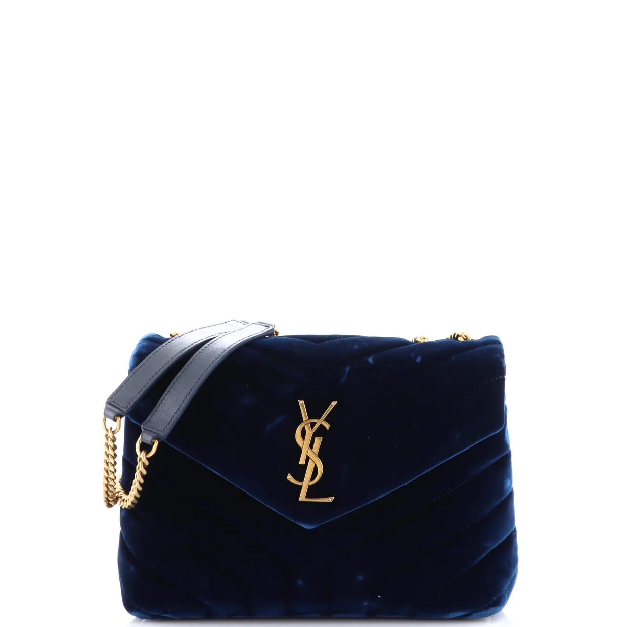 Loulou Shoulder Bag Matelasse Chevron Velvet Small - Deep Luxury