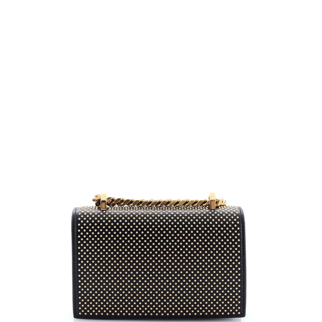 Jewelled Flap Satchel Studded Leather Small - Deep Luxury