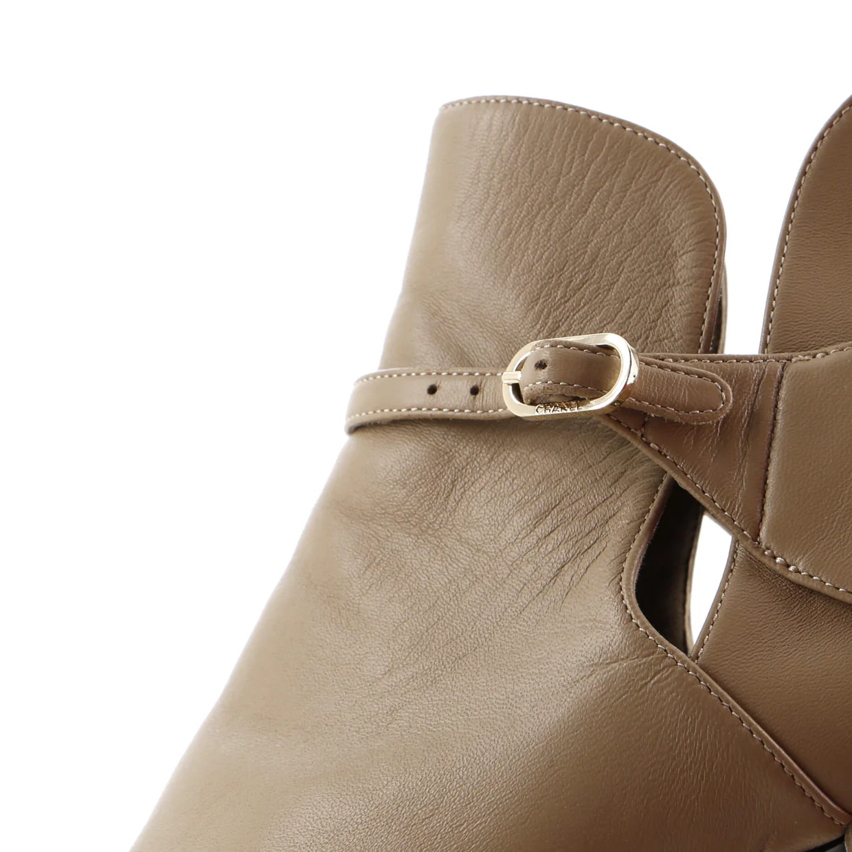 Women's Logo Cap Toe Short Ankle Boots Leather with Velvet - Deep Luxury