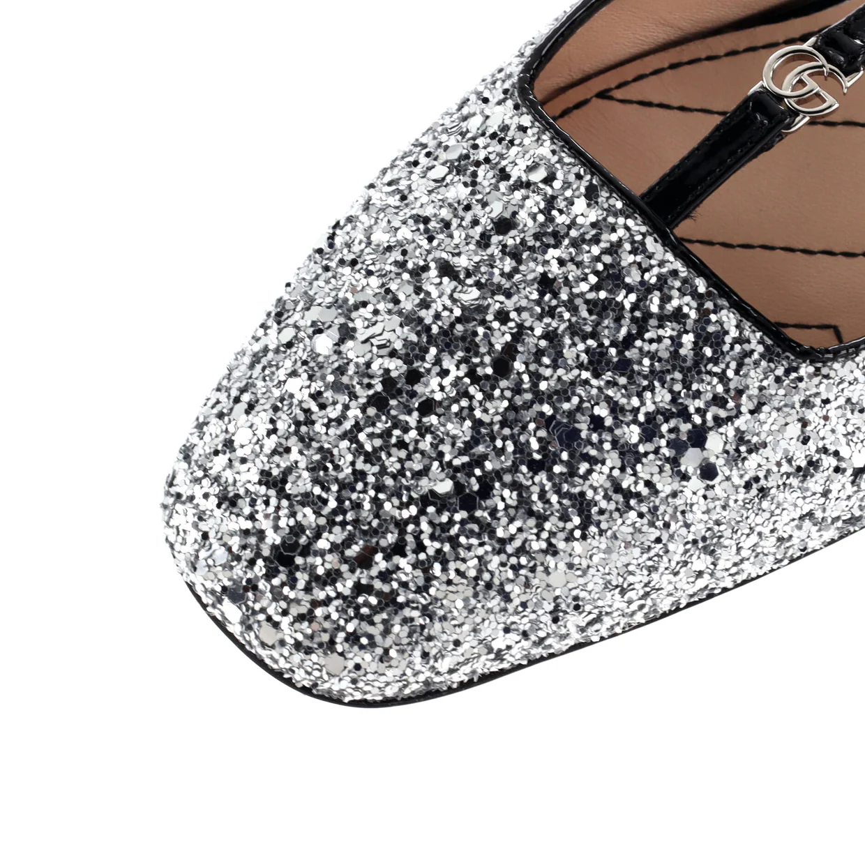 Women's GG Slingback Flats Glitter and Patent - Deep Luxury
