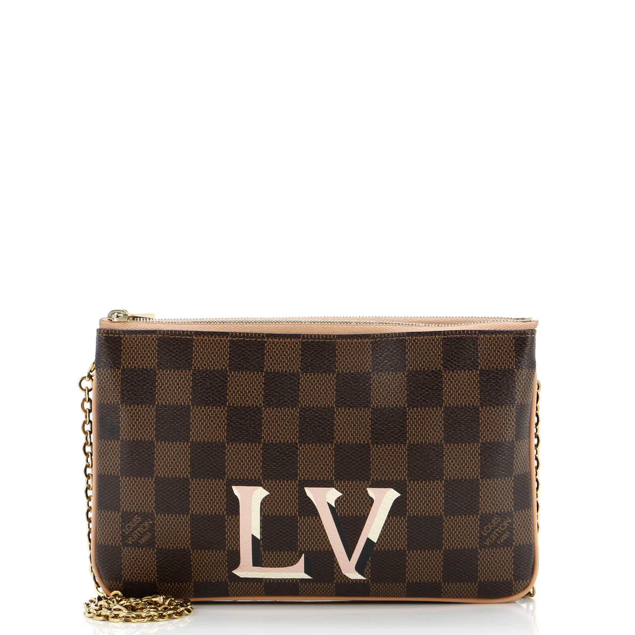 Double Zip Pochette Damier - Deep Luxury
