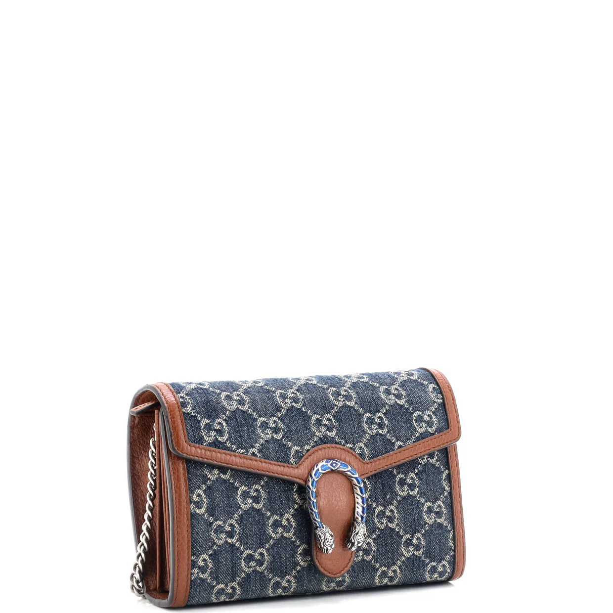 Dionysus Chain Wallet GG Denim Small - Deep Luxury