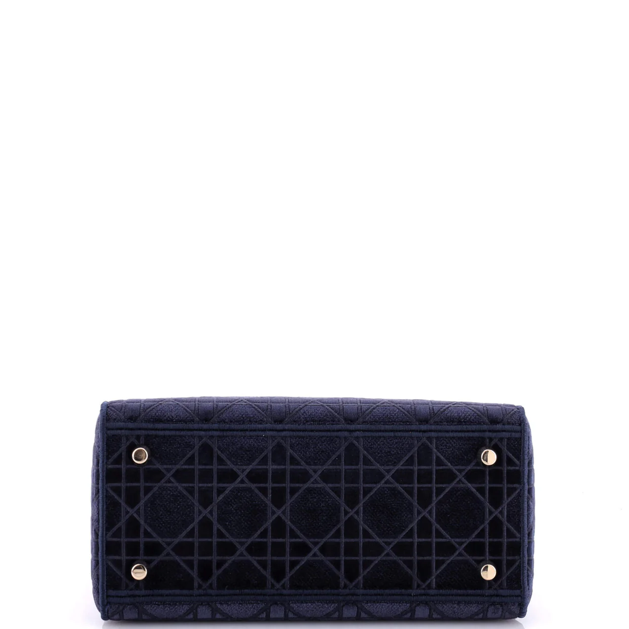 Lady D-Lite Bag Cannage Embroidered Velvet Medium - Deep Luxury