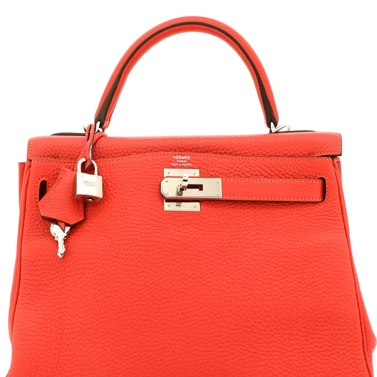 Kelly Handbag Rouge Pivoine Clemence with Palladium Hardware 28 - Deep Luxury