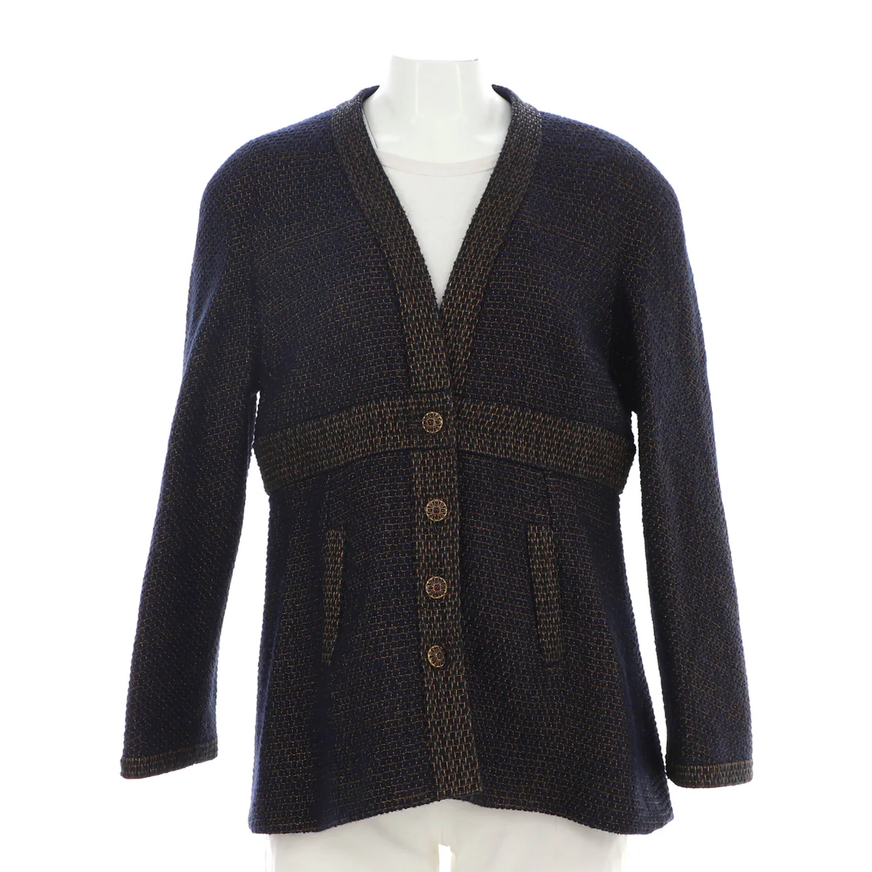 Women's Two Pocket V-Neck Fitted Jacket Tweed - Deep Luxury