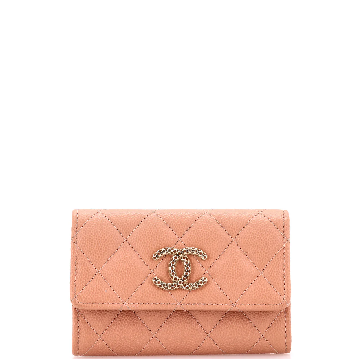 Textured CC Flap Card Case Quilted Caviar - Deep Luxury