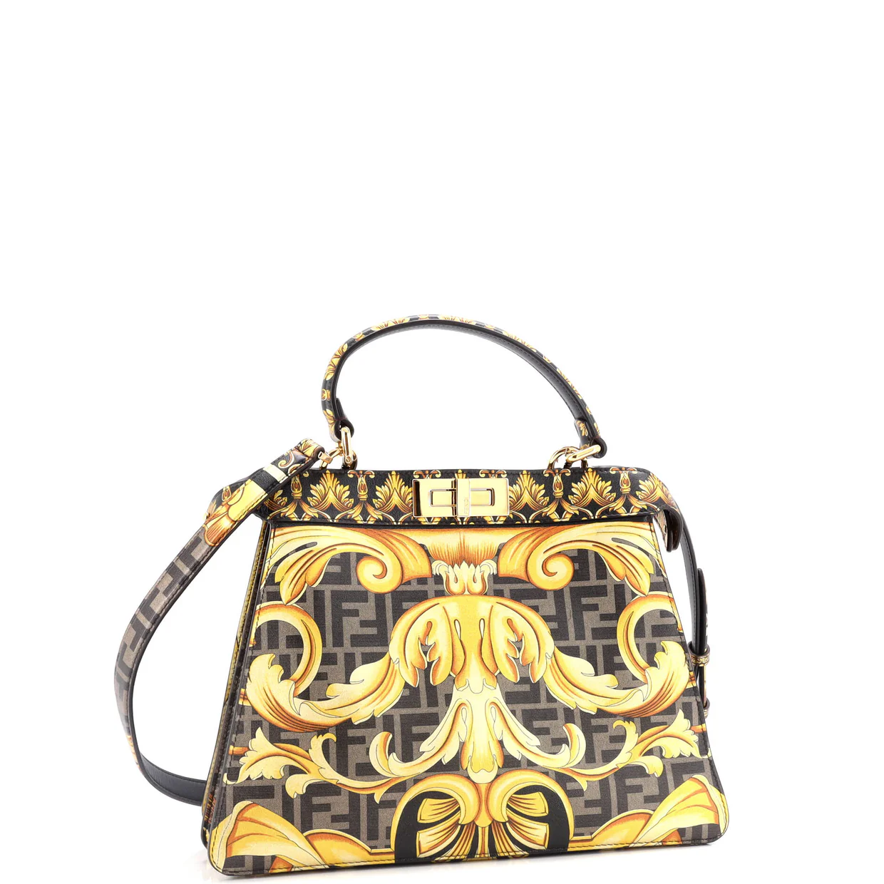 x Versace Fendace ISeeU Peekaboo Bag Printed Laminated Leather Medium - Deep Luxury