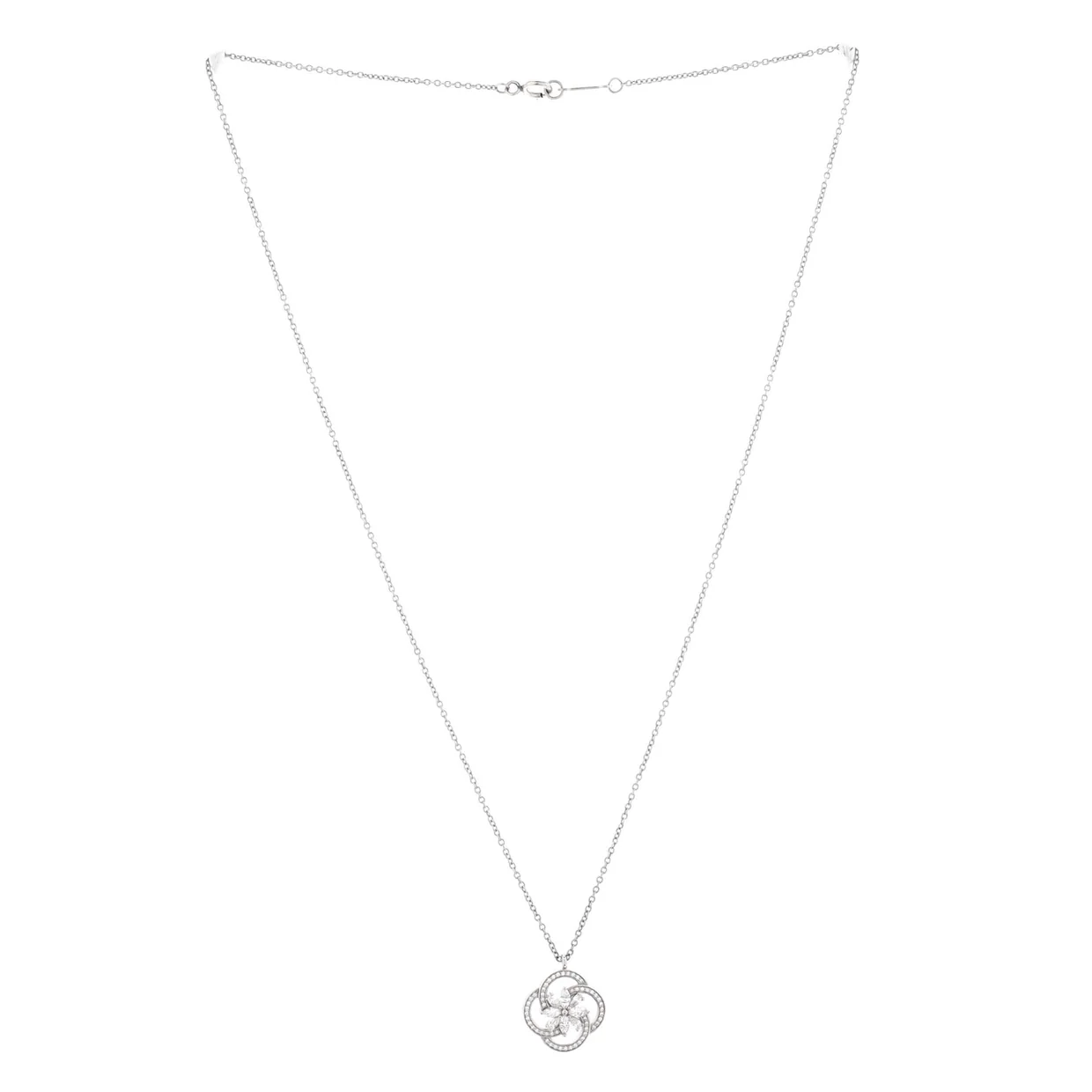 Victoria Key Cluster Pendant Necklace Platinum with Diamonds Small - Deep Luxury
