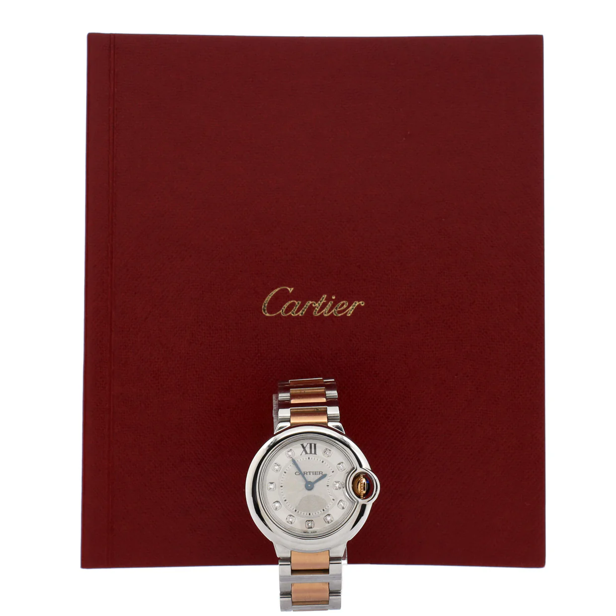 Ballon Bleu de Cartier Quartz Watch Stainless Steel and Rose Gold with Diamond Markers 28 - Deep Luxury