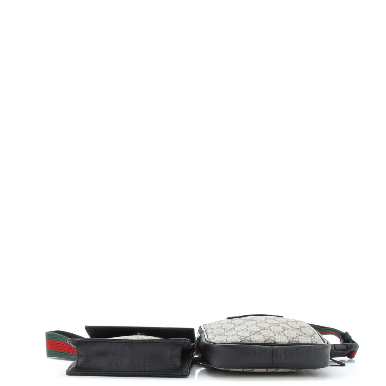 Double Web Belt Bag GG Coated Canvas with Leather - Deep Luxury