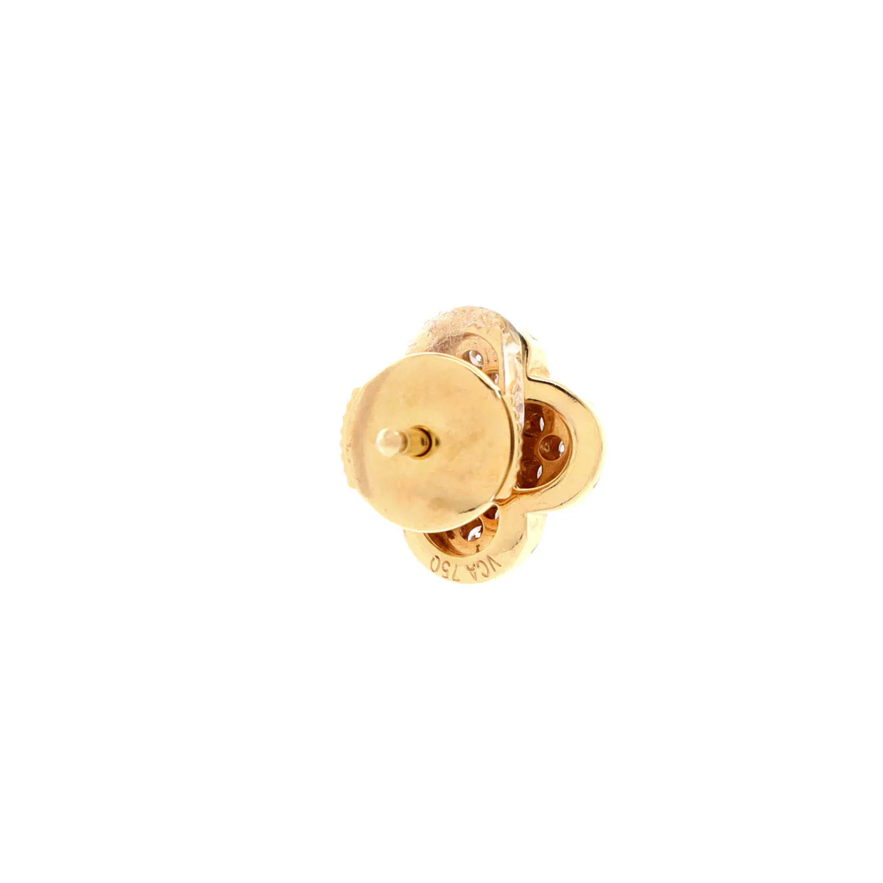 Pure Alhambra Stud Earrings 18K Yellow Gold with Diamonds - Deep Luxury