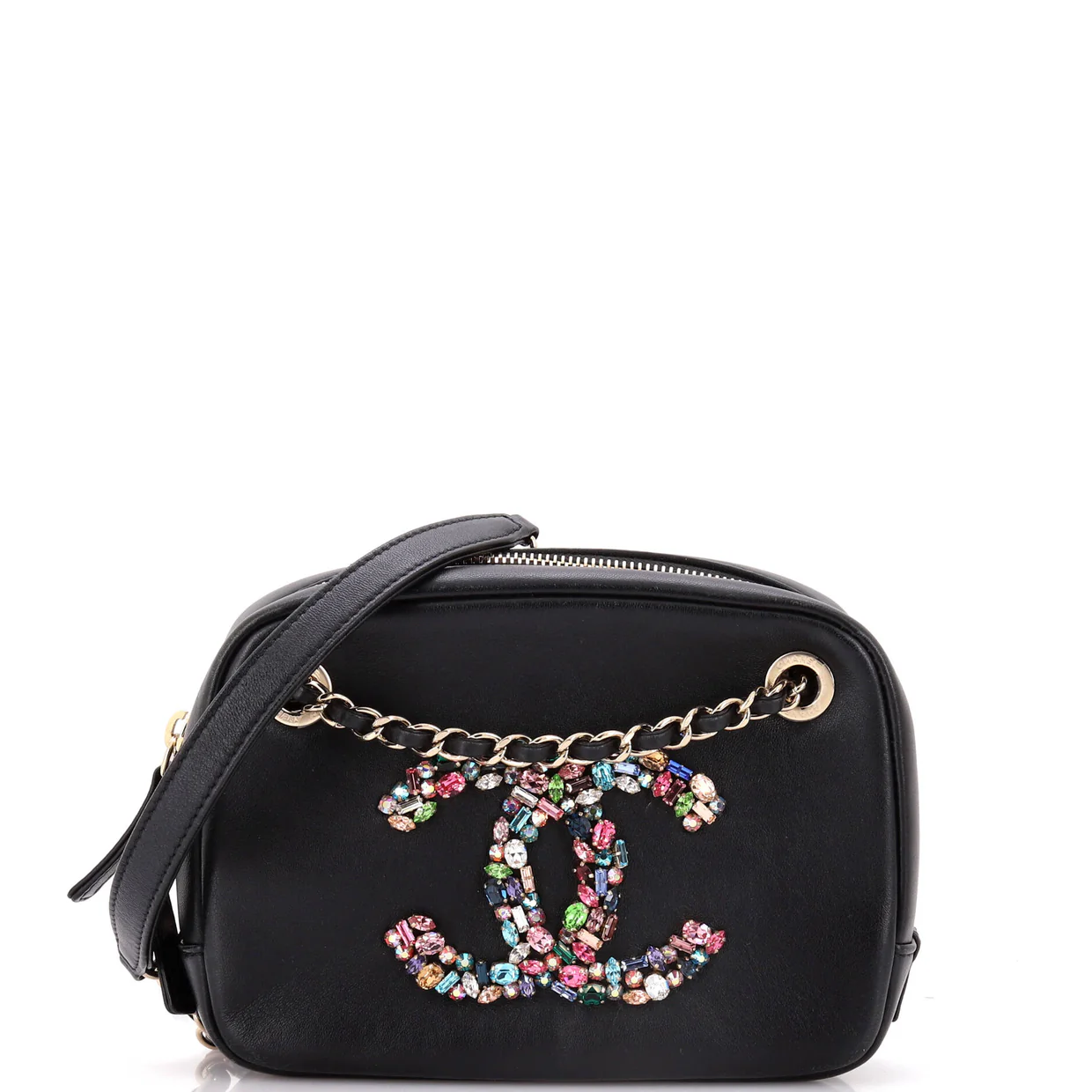 Giant Crystal CC Camera Bag Embellished Lambskin Small - Deep Luxury