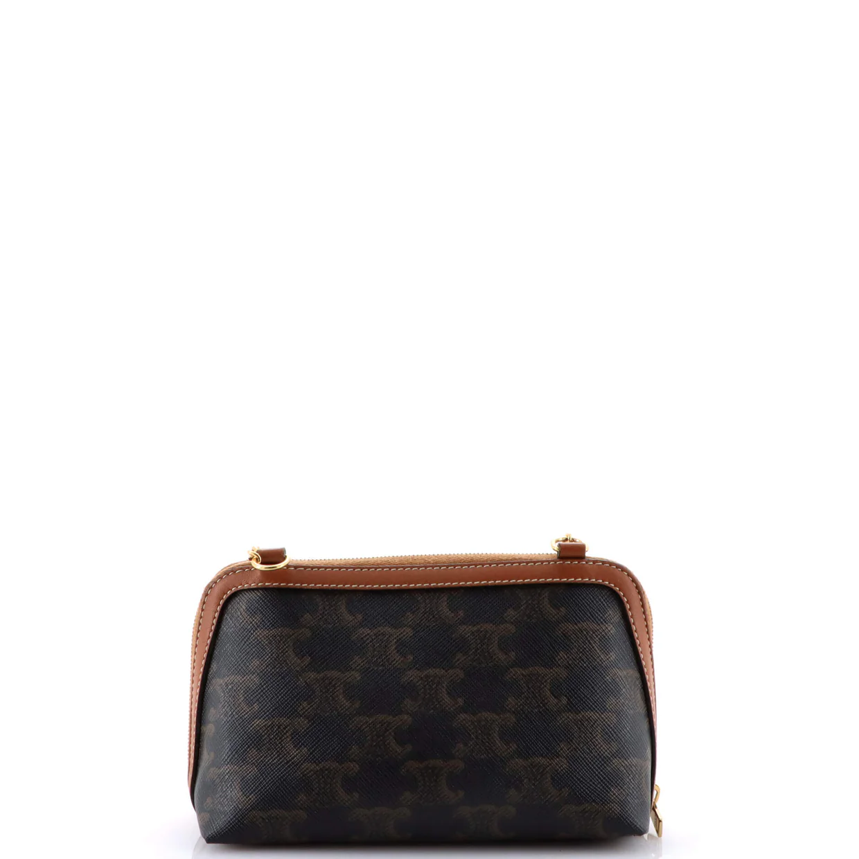 Zip Around Chain Clutch Embroidered Triomphe Coated Canvas - Deep Luxury