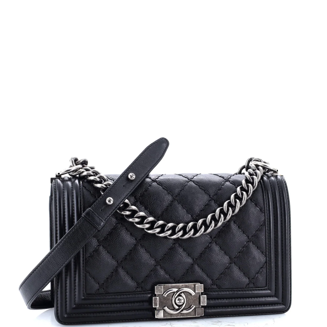 Stitch Boy Flap Bag Quilted Calfskin New Medium - Deep Luxury