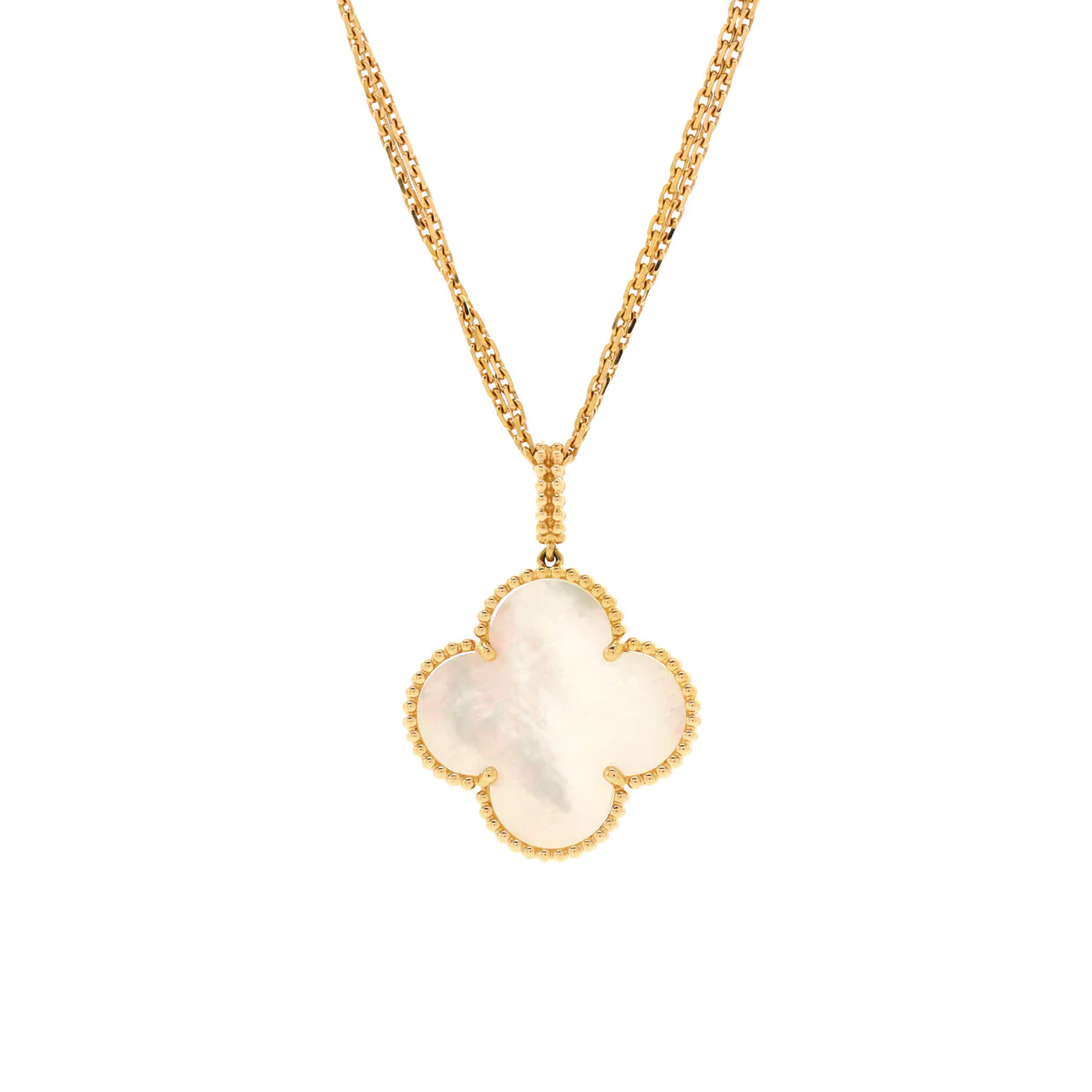 Magic Alhambra Long Necklace 18K Yellow Gold and Mother of Pearl - Deep Luxury