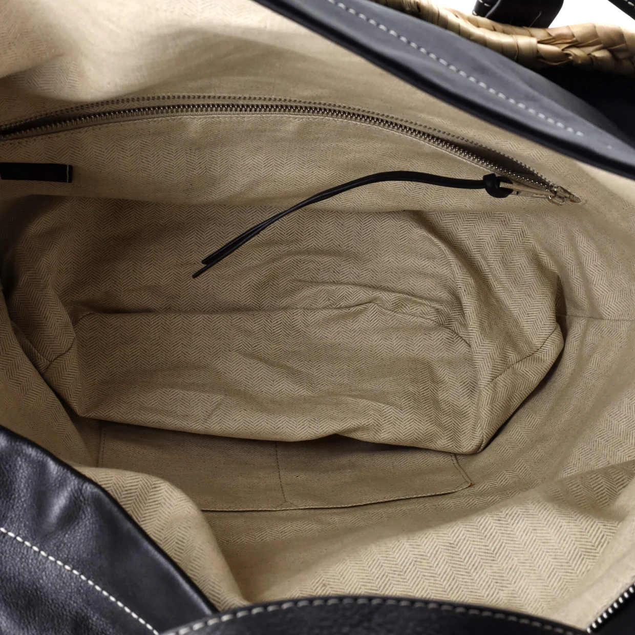 Basket Tote Raffia with Leather Trim Large - Deep Luxury