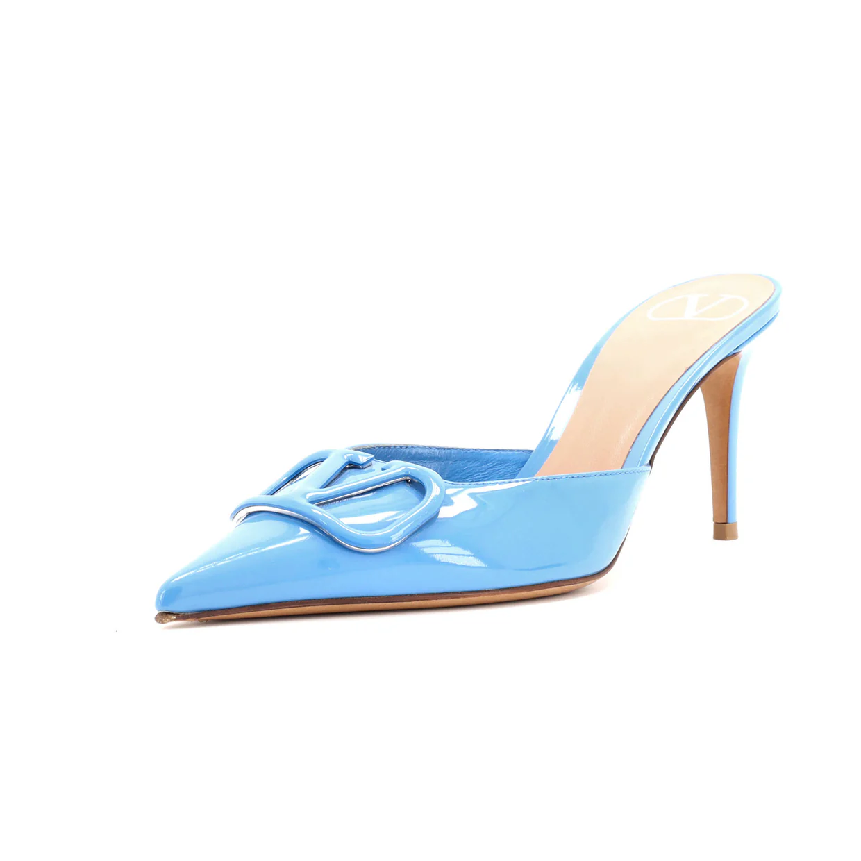 Women's VLogo Heeled Mules Patent 80 - Deep Luxury