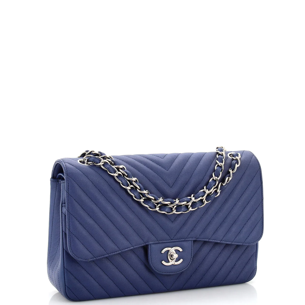 Classic Double Flap Bag Chevron Caviar Jumbo - Deep Luxury