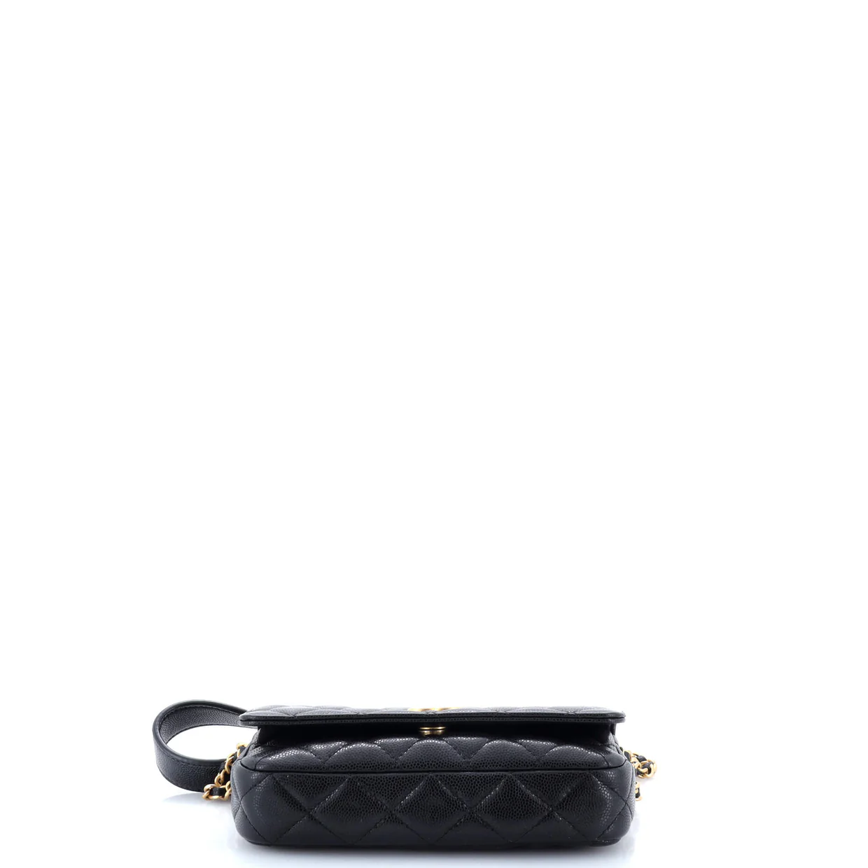 Twist Your Buttons Flap Clutch with Chain Quilted Caviar - Deep Luxury
